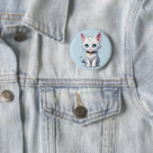 Charmant-White Cat Design Button (Beispiel)
