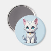 Charmant-White Cat Design Magnet (Vorderseite/Rückseite)