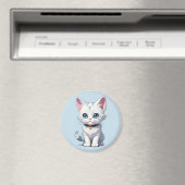 Charmant-White Cat Design Magnet (In Situ (Geschirrspüler))