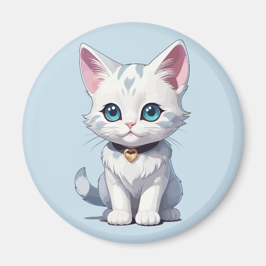 Charmant-White Cat Design Magnet (Vorne)