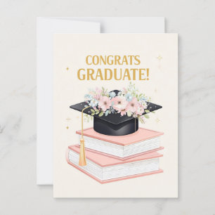 Charmante Abschluss Glückwunsch Card mit Blumenkap Postkarte