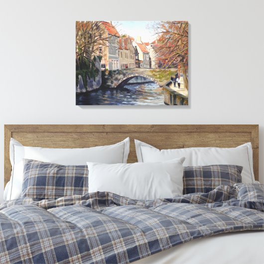 Charmante Alte Brücke über den Canal in Landschaft Leinwanddruck (Insitu (Schlafzimmer))