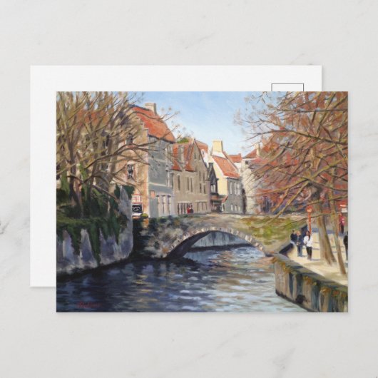 Charmante Alte Brücke über den Kanal in Landschaft Postkarte (Vorne/Hinten)