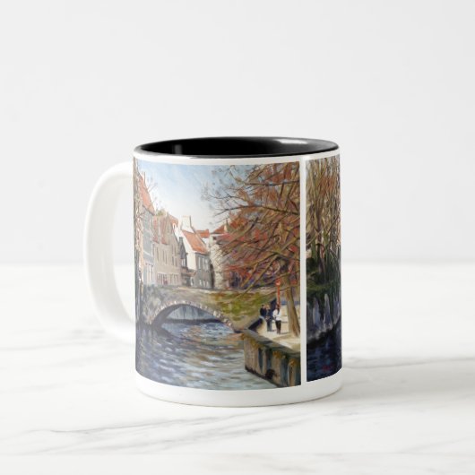 Charmante Alte Brücke über den Kanal in Landschaft Zweifarbige Tasse (Vorderseite Links)