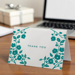 Charmante Aquamarine Blume Volkskunst Danke Custom Karte