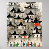 Charmante Aquarellhaus Print - Gemütliche Zuhause Poster (Vorne)