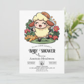 Charmante Babydusche mit Kerne Einladung (Stehend Vorderseite)