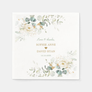 Charmante Blätter mit weißer Blütenluft Hochzeiten Serviette