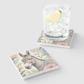 Charmante Blume von Donkey Pastel Steinuntersetzer (Seitenansicht)