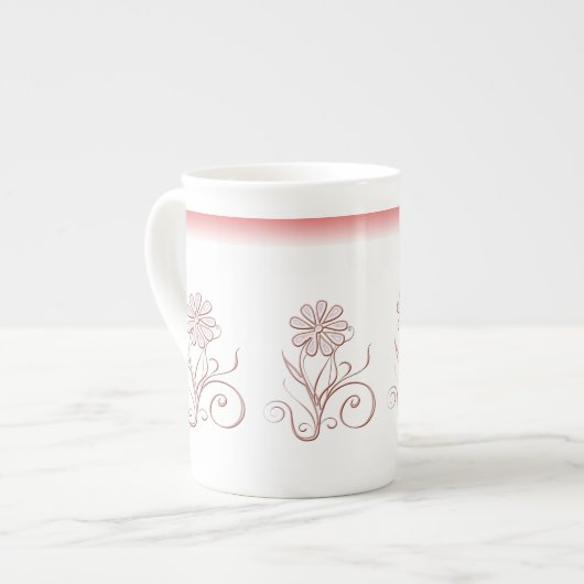 Charmante Blumen Knochen-China Tasse (Vorderseite Links)