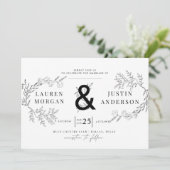 Charmante Botanics Elegante Hochzeit Einladung (Stehend Vorderseite)