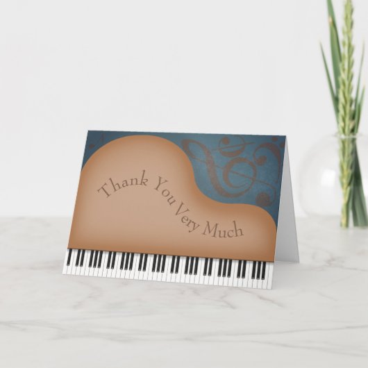 Charmante Braun Grand Piano Personalisierte Musik Dankeskarte (Vorderseite)