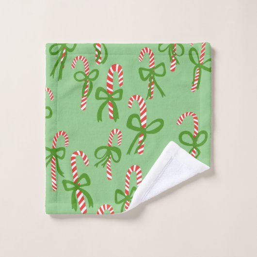 Charmante Candy Canes Sweet Christmas Weihnachten  Badhandtuch Set (Waschlappen)