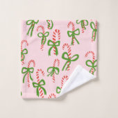 Charmante Candy Canes Sweet Christmas Weihnachten  Badhandtuch Set (Waschlappen)