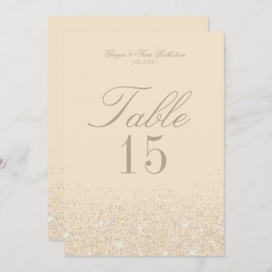 Charmante Champagne Glitzer Tischnummer Cards (Vorne/Hinten)