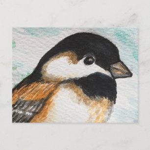 Charmante Chickadee Bird Wasserfarbe Niedlich Klei Postkarte