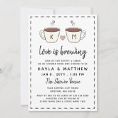 Charmante Coffee Cups Liebe Braudusche Einladung (Vorderseite)