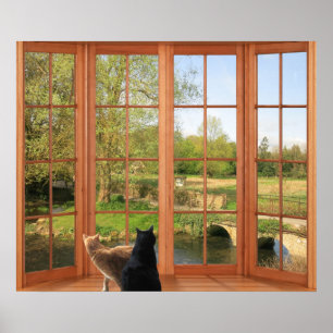 Charmante Cotswolds Landschaft mit Freunden Poster