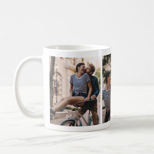 Charmante Couple Cycling Foto Collage Tasse (Links)