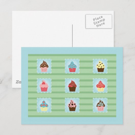 Charmante Cupcakes Postkarte (Vorne/Hinten)