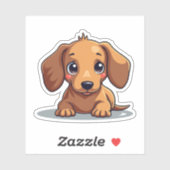 Charmante Dackel Pup, große braune Augen, kleine Aufkleber (Blatt)