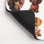 Charmante Dackel und Rotes Herz Mousepad (Ecke)