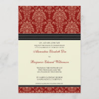 Charmante Damask 12x18 Hochzeit Einladung:rot