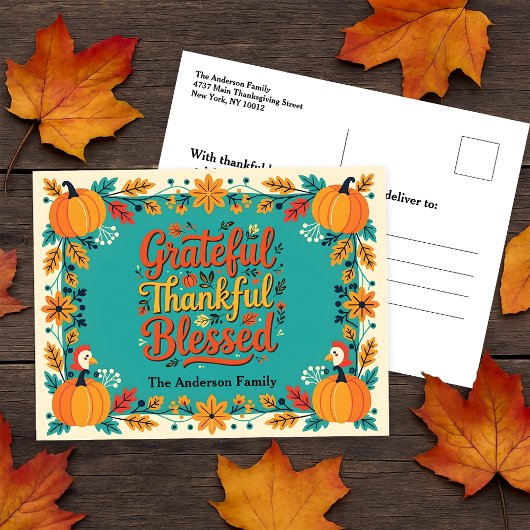 Charmante dankbar, selig gesegnete Volkskunst Postkarte