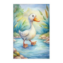 Charmante Ente am Teich - Whimsikale Wasserfarbe