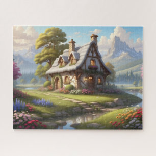 charmante Fantasy Hütte Illustration Puzz Puzzle