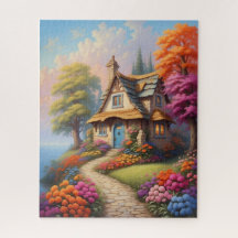 charmante Fantasy Hütte Illustration Puzz