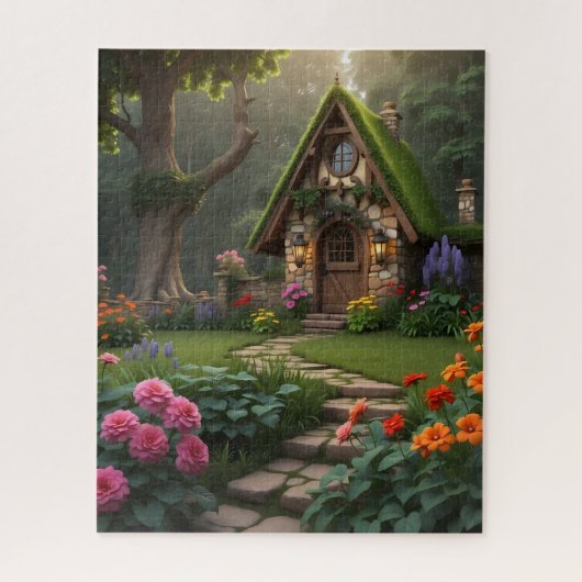 charmante Fantasy Hütte Illustration Puzz Puzzle (Vertikal)