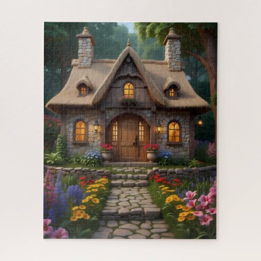 charmante Fantasy Hütte Illustration Puzz Puzzle (Vertikal)