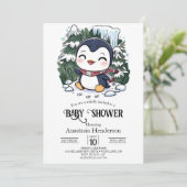 Charmante farbenfrohe Pinguin-Babydusche Einladung (Stehend Vorderseite)