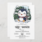 Charmante farbenfrohe Pinguin-Babydusche Einladung (Vorne/Hinten)