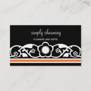 Charmante florale Border Business Card, Orange Visitenkarte