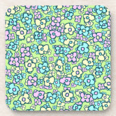 Charmante Folk Art Whimsical Wilde Blume Muster Getränkeuntersetzer (Vorderseite)