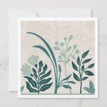 Charmante Folk Botanical Teal-Gartenkunstkarte
