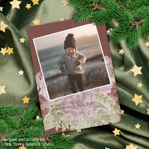 Charmante Frohe Festtage der Klassik der Blumen Feiertagskarte