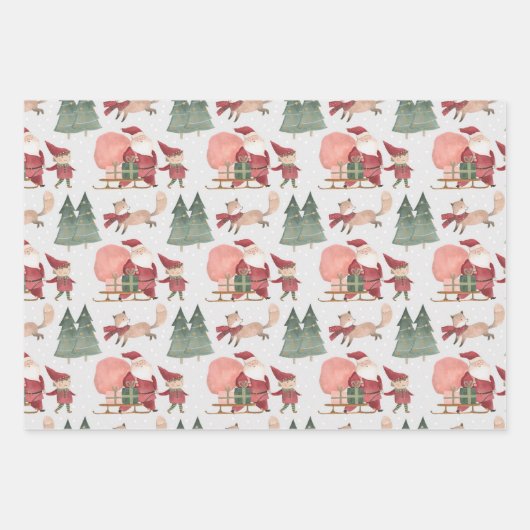 Charmante fröhliche Weihnachtsbaumen Geschenkpapier Set (Vorderseite 2)