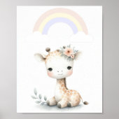 Charmante Giraffe mit Pastel Rainbow Poster (Vorne)