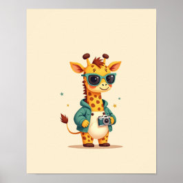Charmante Giraffe Safari Kinder Jugendstil Kunst,  Poster