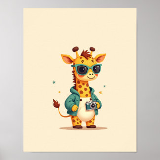 Charmante Giraffe Safari Kinder Jugendstil Kunst,  Poster