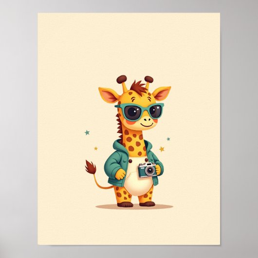 Charmante Giraffe Safari Kinder Jugendstil Kunst,  Poster (Vorne)