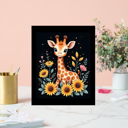 Charmante Giraffe, umgeben von Blume, langen Schlä Acrylschild (Hochzeit)