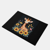 Charmante Giraffe, umgeben von Blume, langen Schlä Fußmatte (Schrägansicht)