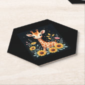 Charmante Giraffe, umgeben von Blume, langen Schlä Untersetzer (angewinkelt)