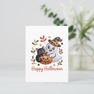 Charmante Halloween-Grußkarte - HandGezeichnet Emb Postkarte