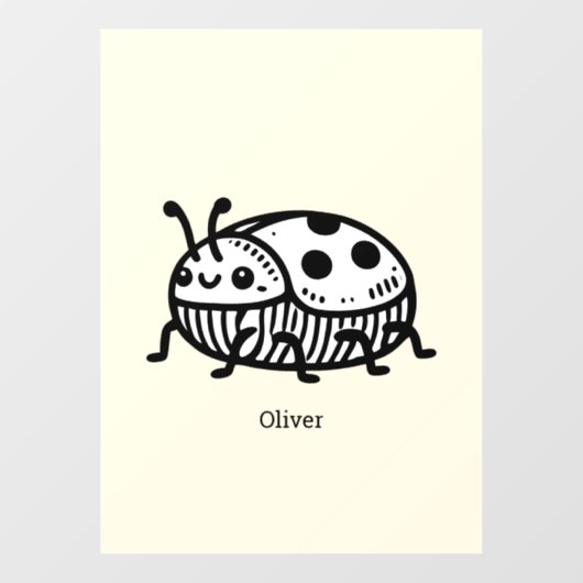 Charmante handGezeichnet Käfer-Illustration Fensteraufkleber (Blatt)