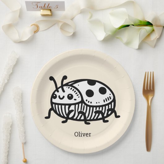 Charmante handGezeichnet Käfer-Illustration Pappteller (Hochzeit)